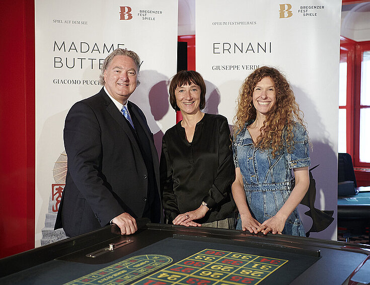 Pressekonferenz Bregenzer Festspiele Erwin van Lambaart, Elisabeth Sobotka, Lotte de Beer