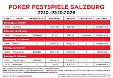 Turnierplan Poker Festspiele 2025