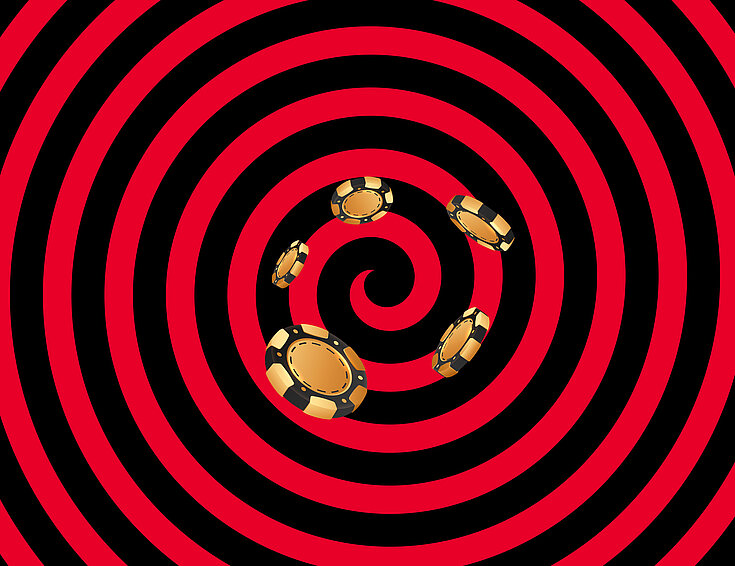 Gewinnspielgrafik mit Pokerchips und dem Schriftzug "Bis zu 3.000 Euro gewinnen". 